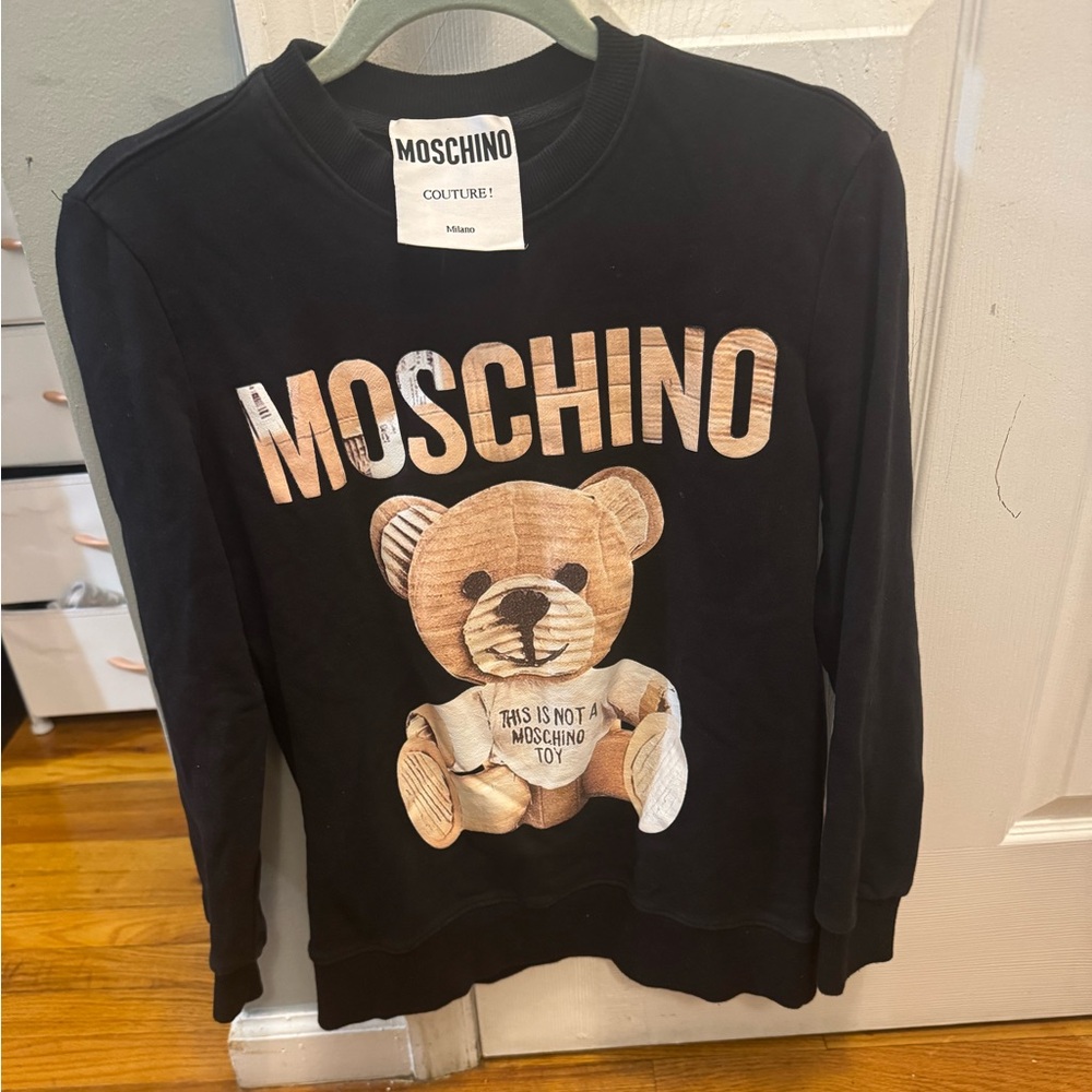 Moschino Black Sweatshirt with Teddy Bear Design